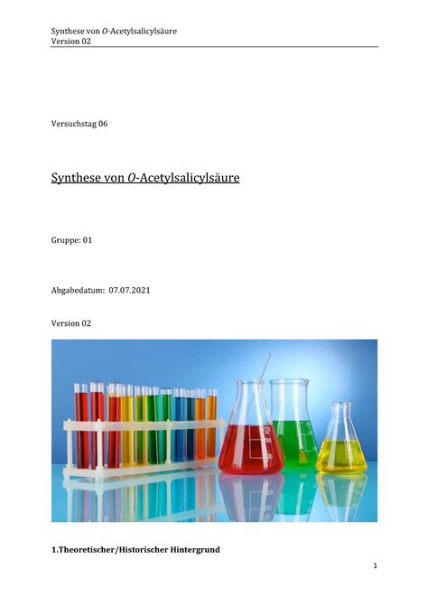 acetylsalicylsäure synthese protokoll
